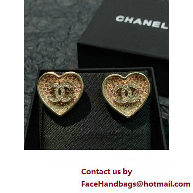 Chanel Clip-on Earrings in Metal  &  Strass. Gold, Pink  &  Crystal ABA401 2023